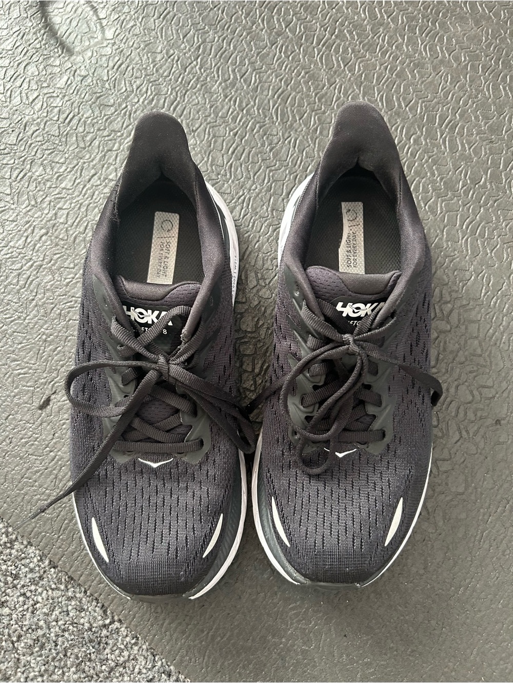 Hoka Black and White womens Running Shoes